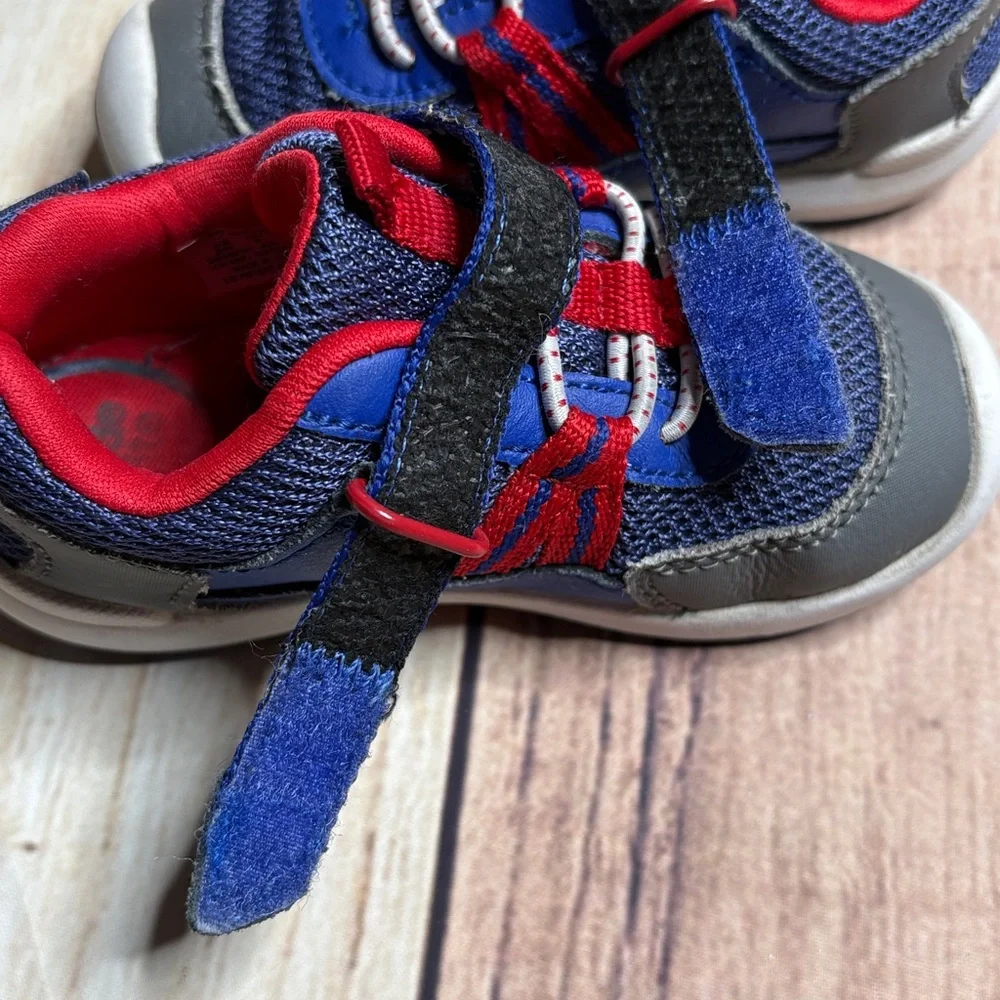Stride Rite Velcro Closure Sneakers Blue And Red Boys Size 6 Wide Width - Picture 9 of 12